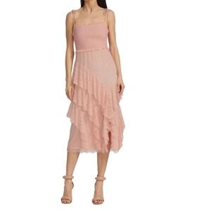 Alice + Olivia Jocelyn Ruffle Midi Dress In English Rose
